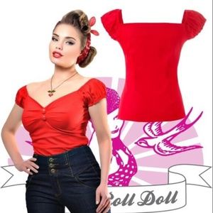 Collectif Dolores Doll Top Red XXS UK6 NWOT